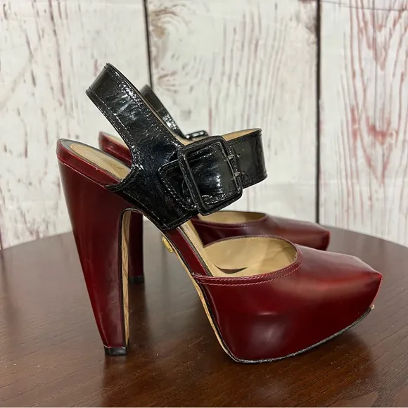 L.A.M.B. by Gwen Stefani HAMURA women’s Platform Heels  Black red Vintage Y2K 7B