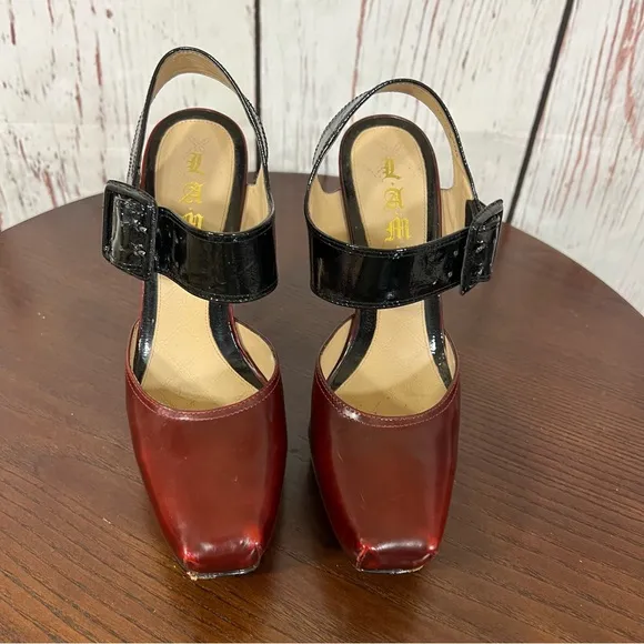 L.A.M.B. by Gwen Stefani HAMURA women’s Platform Heels  Black red Vintage Y2K 7B