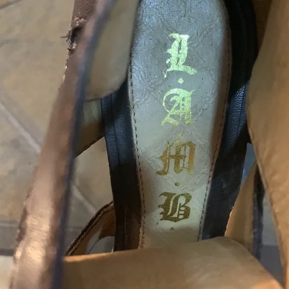 L.A.M.B. Jaco Caged Lace Up Heel Sandals