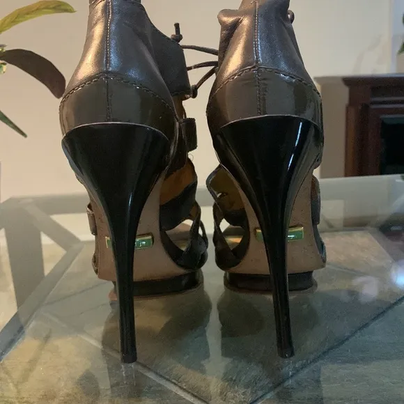 L.A.M.B. Jaco Caged Lace Up Heel Sandals