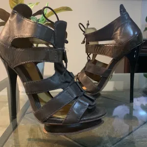 L.A.M.B. Jaco Caged Lace Up Heel Sandals