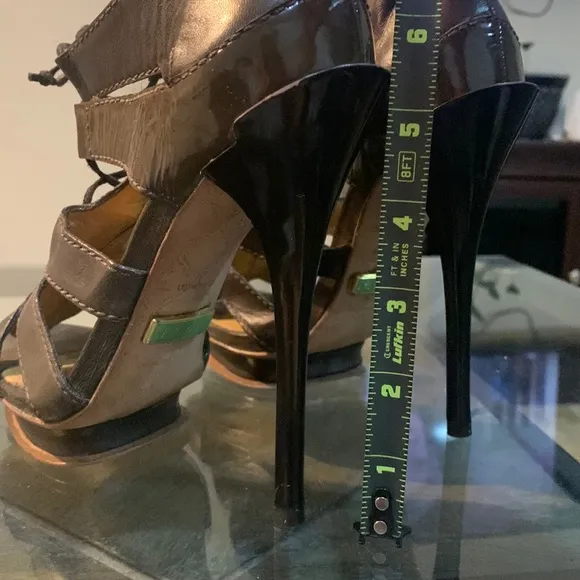 L.A.M.B. Jaco Caged Lace Up Heel Sandals