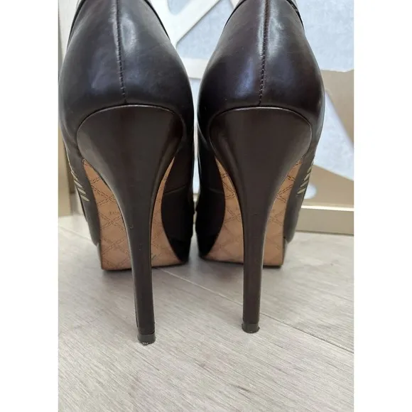 L.A.M.B. lamb GWEN STEFANI BROWN PLATFORM PUMPS Ultra HEEL SHOES SIZE 7.5 8 M
