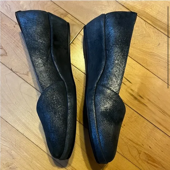 L'Amour Des Pieds Collection Bracey Slip-OnWedge Shoes Black Leather size 8.5
