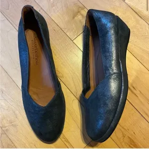 L'Amour Des Pieds Collection Bracey Slip-OnWedge Shoes Black Leather size 8.5