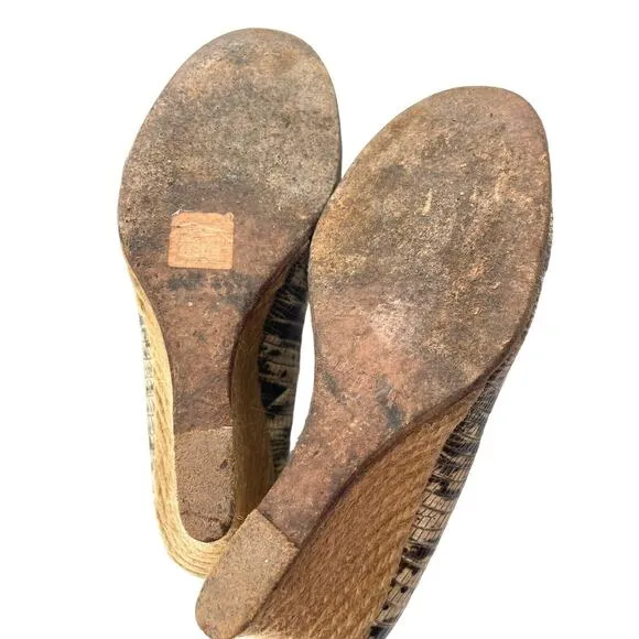LANVIN Women's Shoes Snake Print Leather Ballerina Espadrille Wedge Heels EU 39