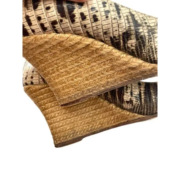 LANVIN Women's Shoes Snake Print Leather Ballerina Espadrille Wedge Heels EU 39
