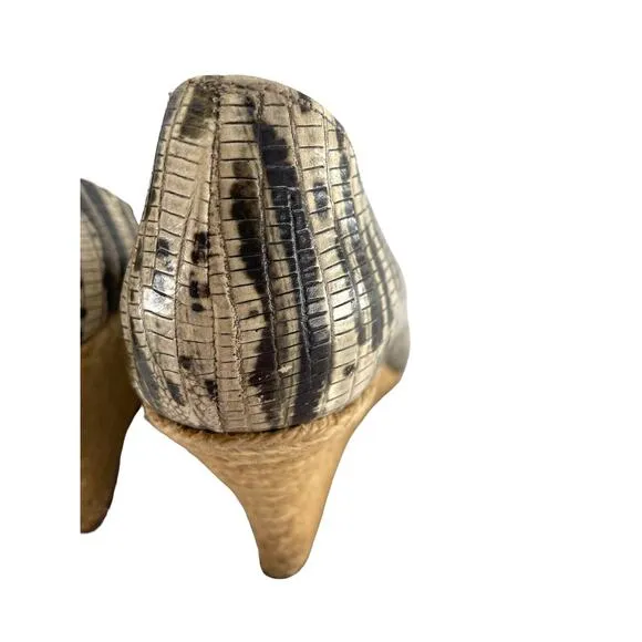 LANVIN Women's Shoes Snake Print Leather Ballerina Espadrille Wedge Heels EU 39