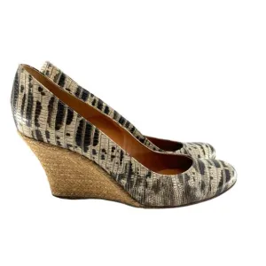 LANVIN Women's Shoes Snake Print Leather Ballerina Espadrille Wedge Heels EU 39