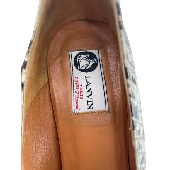 LANVIN Women's Shoes Snake Print Leather Ballerina Espadrille Wedge Heels EU 39