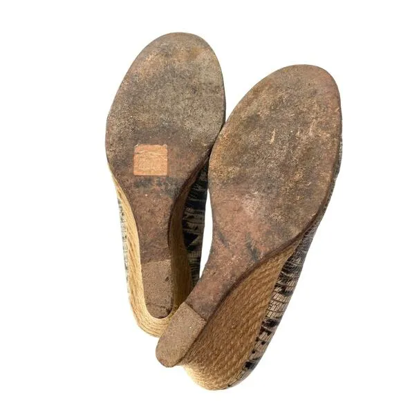LANVIN Women's Shoes Snake Print Leather Ballerina Espadrille Wedge Heels EU 39