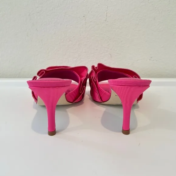 Larroude Colette Ruffled High Heel Sandals in Ariana Magenta, Size 7, New in Box