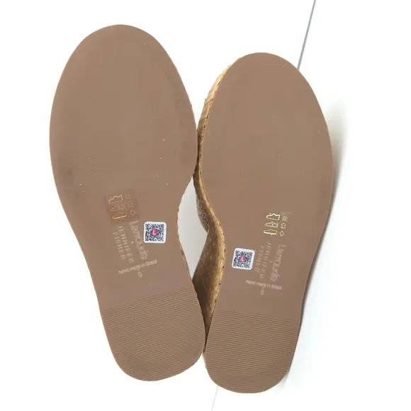 Larroude x Jennifer Fisher Beige Woven Straw Espadrille Wedge Open-Toe Sandals