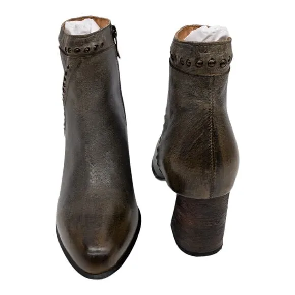 L'Artiste by Spring Step Brown Gray Lovell Block Heel Leather Boots  9 Women's