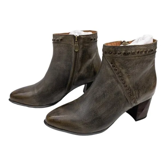 L'Artiste by Spring Step Brown Gray Lovell Block Heel Leather Boots  9 Women's