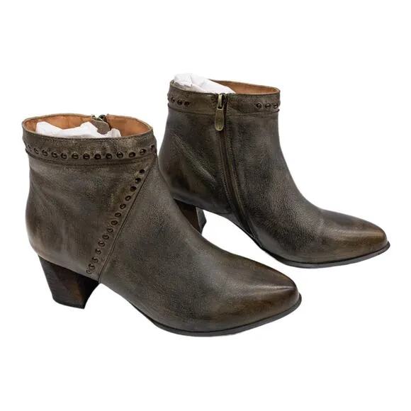 L'Artiste by Spring Step Brown Gray Lovell Block Heel Leather Boots  9 Women's