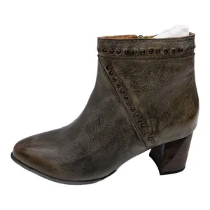 L'Artiste by Spring Step Brown Gray Lovell Block Heel Leather Boots  9 Women's