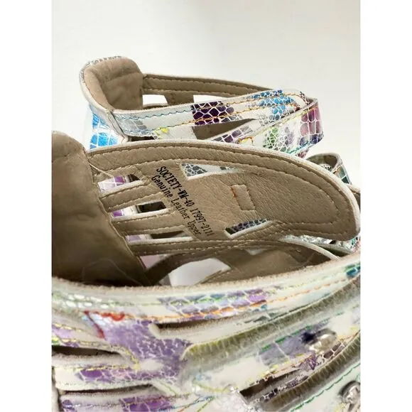 L’Artiste by Spring Step Society Strappy Leather Block Heel Sandals 40 9