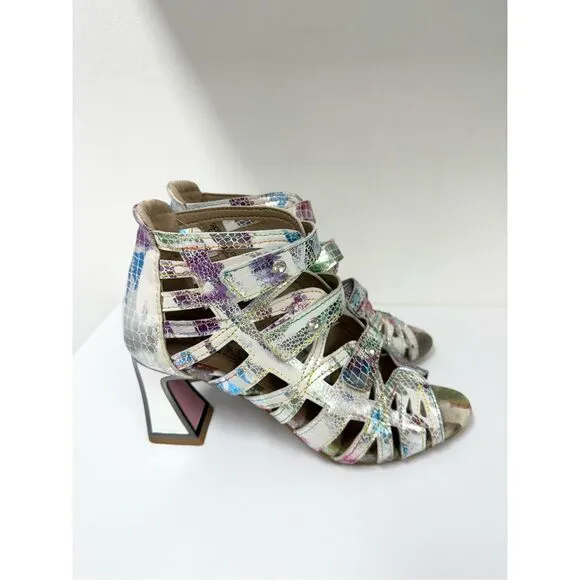 L’Artiste by Spring Step Society Strappy Leather Block Heel Sandals 40 9