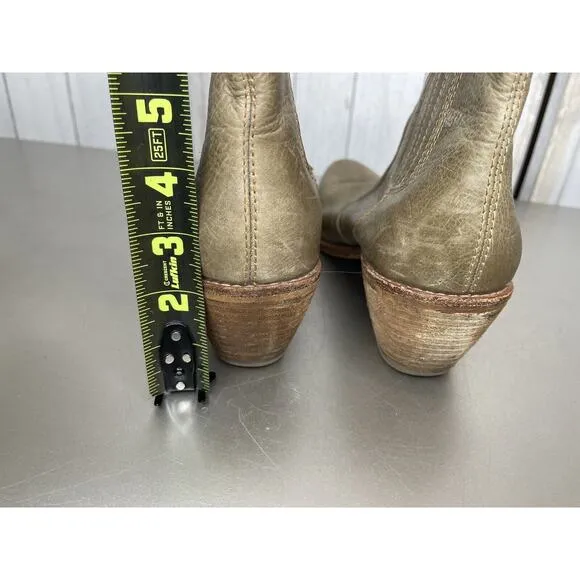 Latigo Panama Ankle Boots Size 8.5 Green Leather Slip On Block Heel