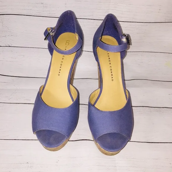 Lauren Conrad Madison Periwinkle wedge sandals