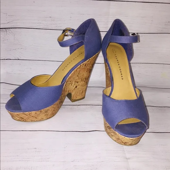 Lauren Conrad Madison Periwinkle wedge sandals