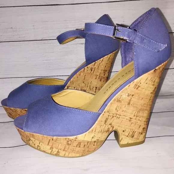 Lauren Conrad Madison Periwinkle wedge sandals