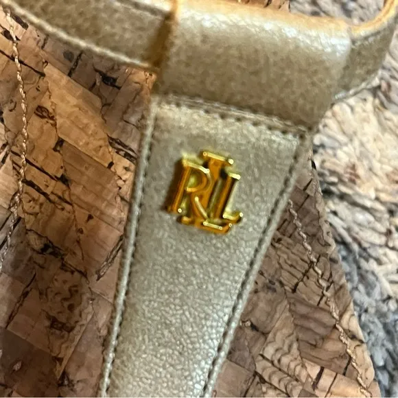 Lauren Ralph Lauren Gold Wedge Sandals Size 10
