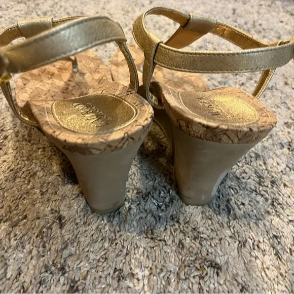 Lauren Ralph Lauren Gold Wedge Sandals Size 10