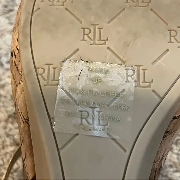 Lauren Ralph Lauren Gold Wedge Sandals Size 10
