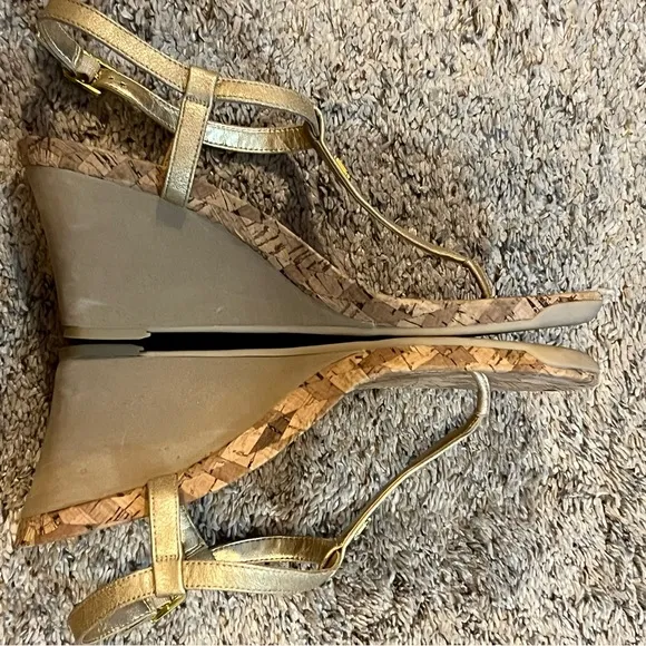 Lauren Ralph Lauren Gold Wedge Sandals Size 10