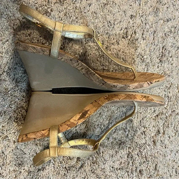 Lauren Ralph Lauren Gold Wedge Sandals Size 10