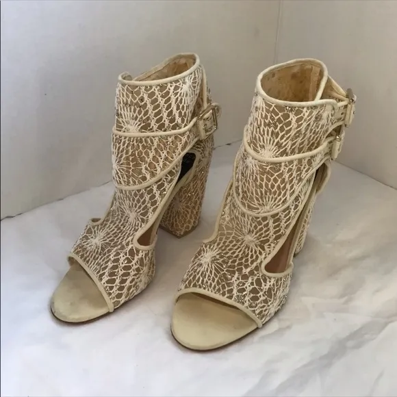 Laurence Dacade Paris Lace Block Heel Sandals