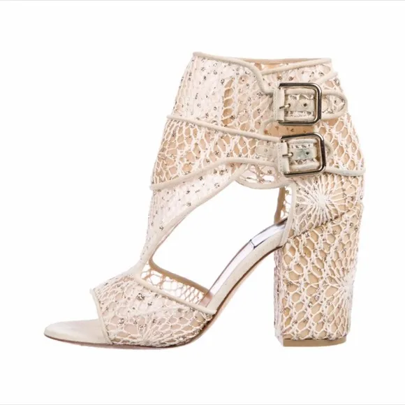 Laurence Dacade Paris Lace Block Heel Sandals