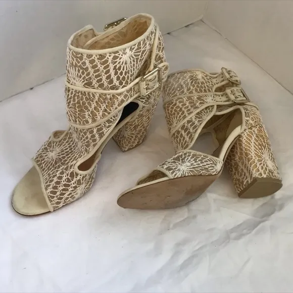 Laurence Dacade Paris Lace Block Heel Sandals