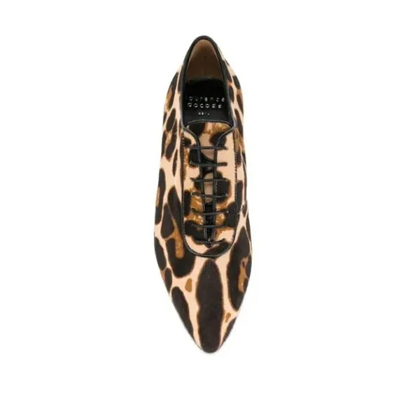 Laurence Dacade Tizia Lace-Ups Shoes Pointed Toe In Leopard Size 36 NWT
