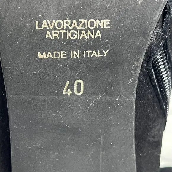 Lavorazione Artigiana Women's 9 Black Suede Made in Italy Block Heel Ankle Boots