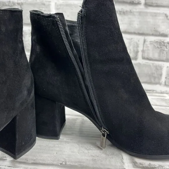 Lavorazione Artigiana Women's 9 Black Suede Made in Italy Block Heel Ankle Boots