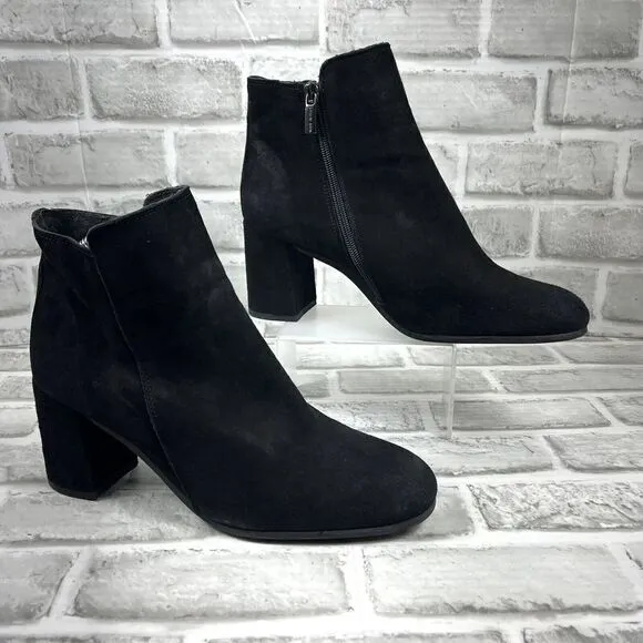 Lavorazione Artigiana Women's 9 Black Suede Made in Italy Block Heel Ankle Boots