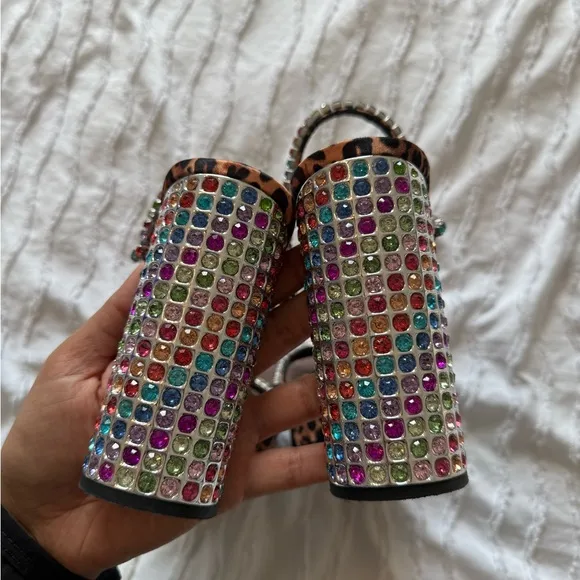 Leopard Print Multicolor Accents platform heels