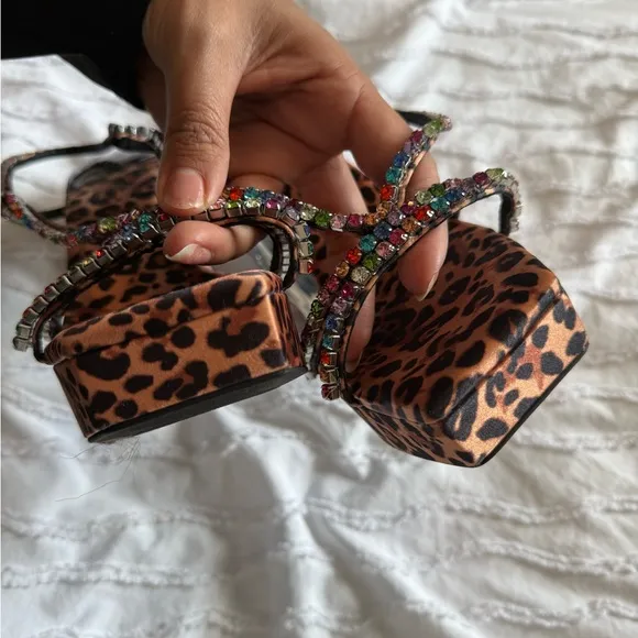 Leopard Print Multicolor Accents platform heels