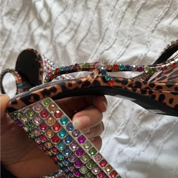 Leopard Print Multicolor Accents platform heels