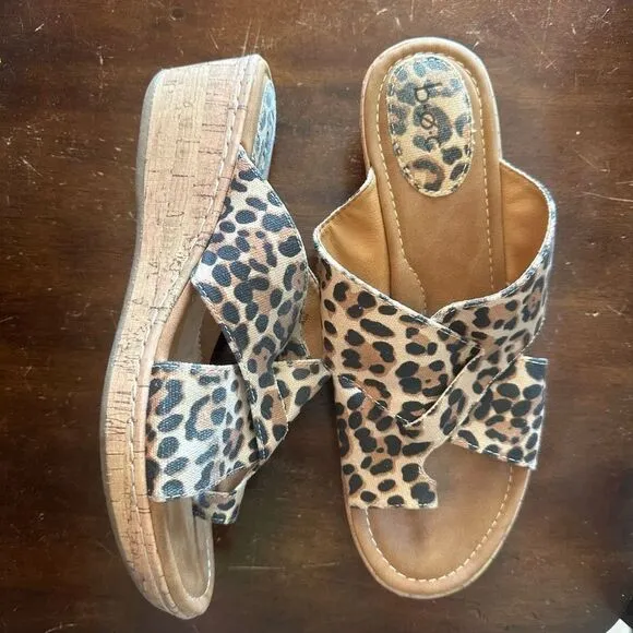 Leopard Print Wedge Sandals