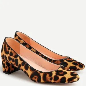Leopard Print Women's Block Heel Shoes