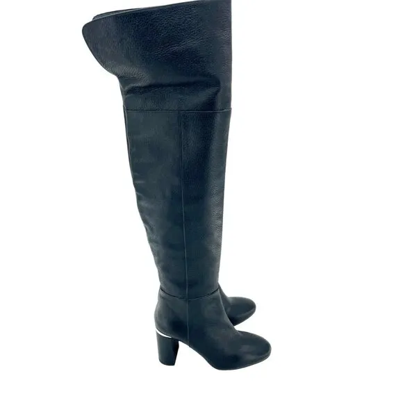 Lewit Renata Black Leather Over the Knee Boots Block Heel NEW 35.5 EU $395