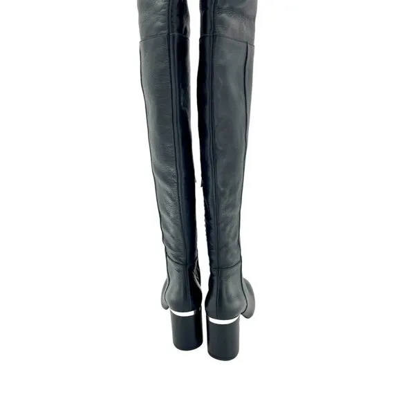Lewit Renata Black Leather Over the Knee Boots Block Heel NEW 35.5 EU $395