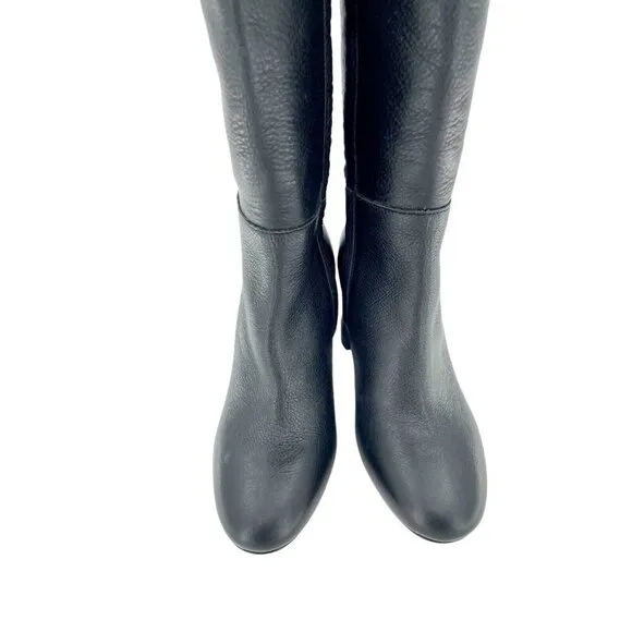 Lewit Renata Black Leather Over the Knee Boots Block Heel NEW 35.5 EU $395