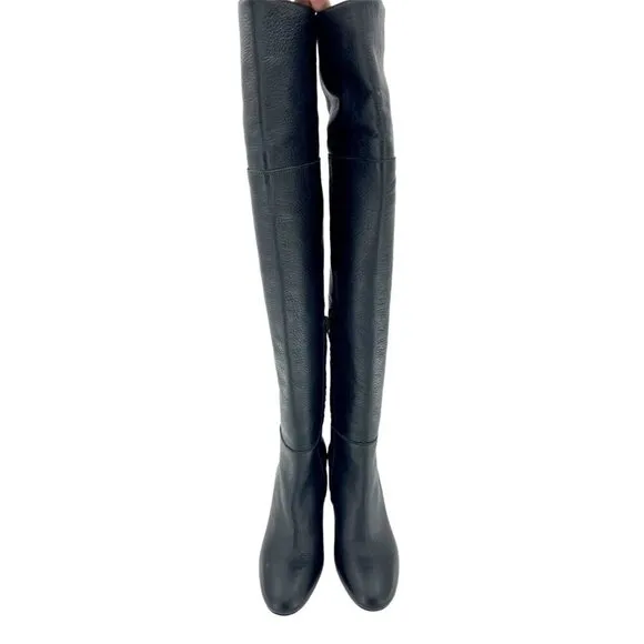 Lewit Renata Black Leather Over the Knee Boots Block Heel NEW 35.5 EU $395
