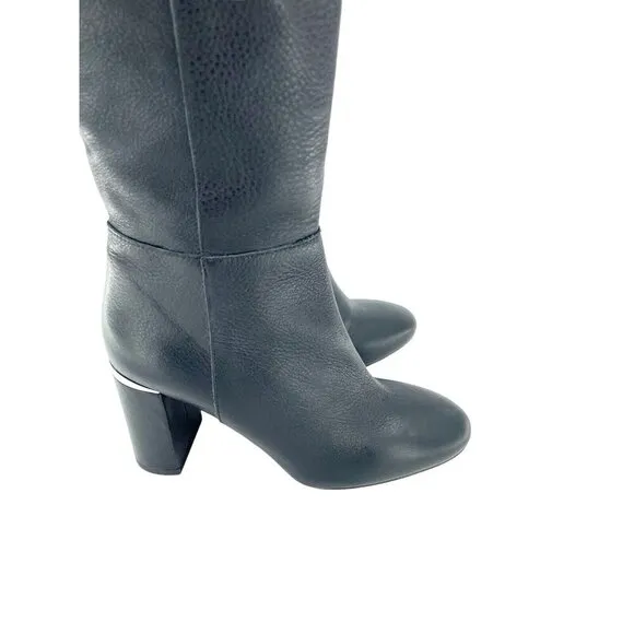 Lewit Renata Black Leather Over the Knee Boots Block Heel NEW 35.5 EU $395