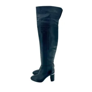 Lewit Renata Black Leather Over the Knee Boots Block Heel NEW 35.5 EU $395
